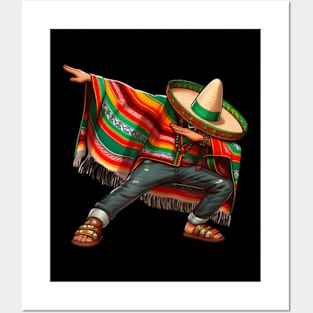 dabbing mexican poncho cinco de mayo Posters and Art